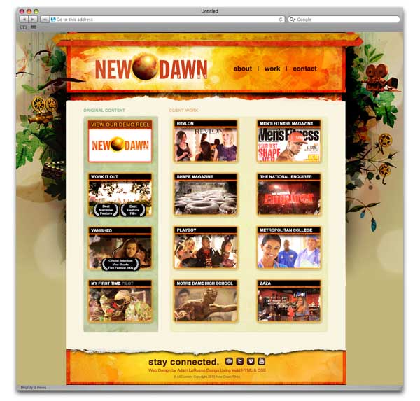 New Dawn Films Film Web Design