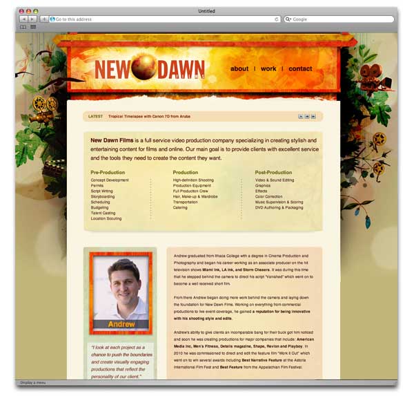 New Dawn Films Film Web Design